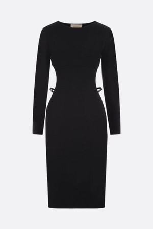 Cotton And Silk Knit Dress With Cut Outs And Square G Belts Gucci