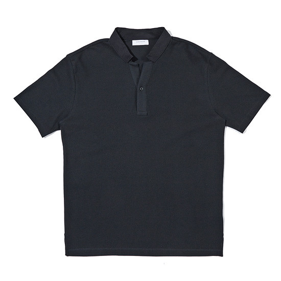 커스텀멜로우(CUSTOMELLOW) texture button collar t-shirt_CWTAM19416GRX
