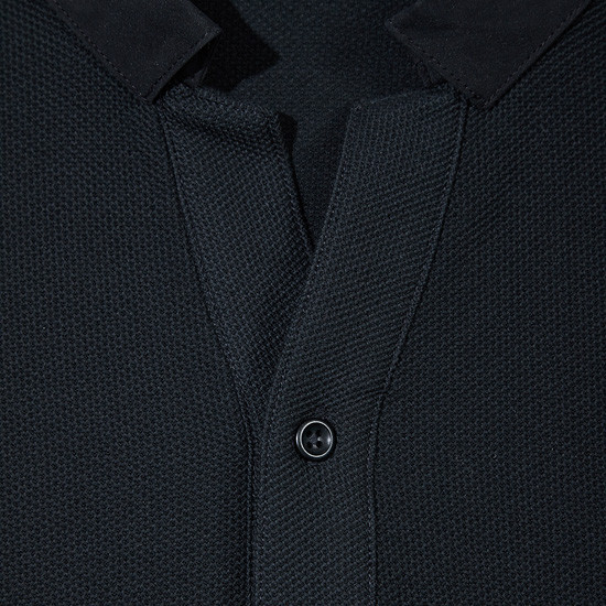 커스텀멜로우(CUSTOMELLOW) texture button collar t-shirt_CWTAM19416GRX