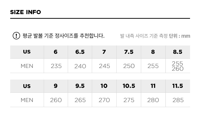 상품 상세 사이즈