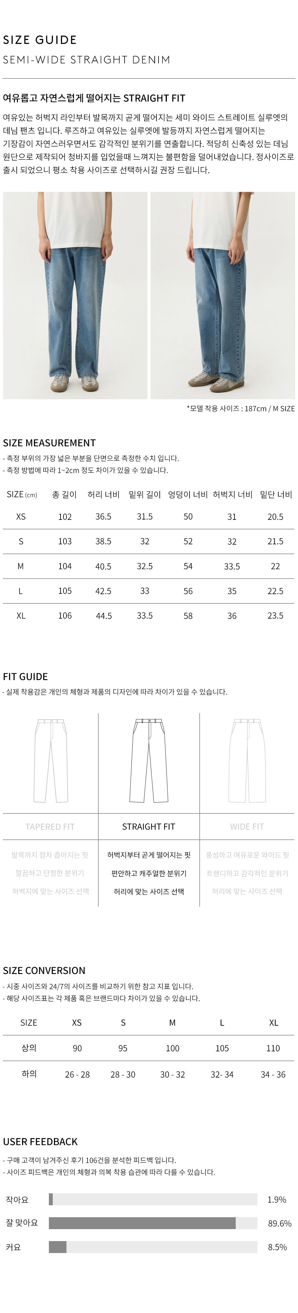 상품 상세 사이즈