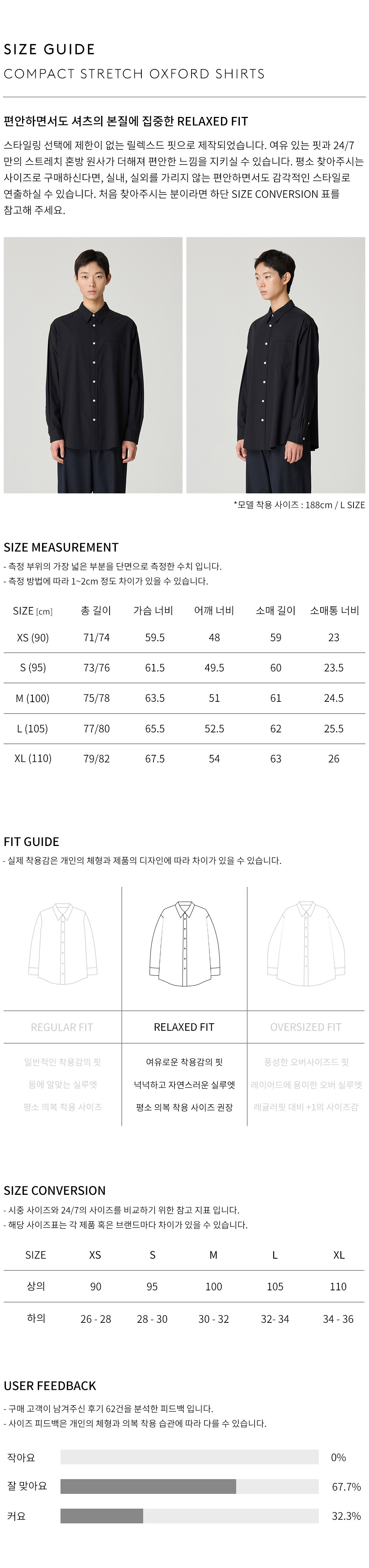 상품 상세 사이즈 표