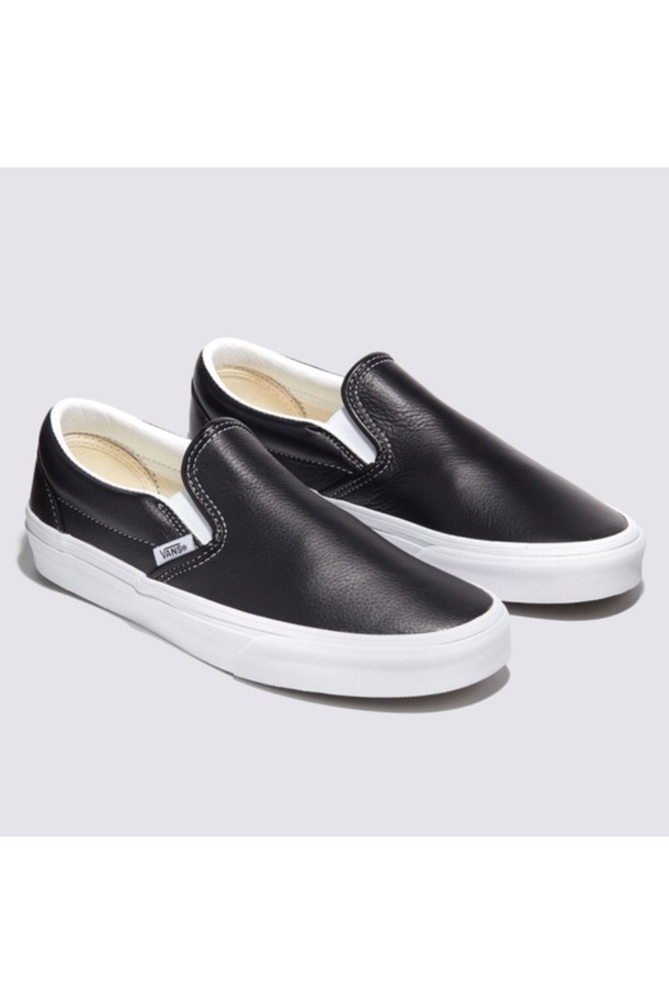 VANS - 남성 스니커즈 / 운동화 - 레더 클래식 슬립온 블랙 Slip-on LEATHER Black_TrueWhite / VN000CT5BPB1