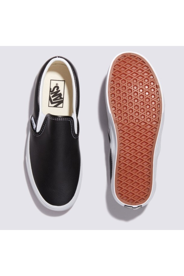 VANS - 남성 스니커즈 / 운동화 - 레더 클래식 슬립온 블랙 Slip-on LEATHER Black_TrueWhite / VN000CT5BPB1