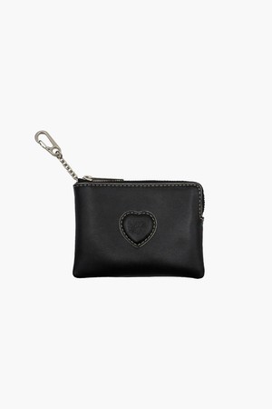 HEART ZIPPER WALLET_black plain
