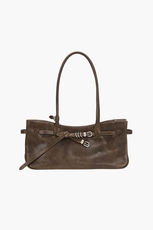GRANDMA USED SHOULDER BAG_washed brown pull-up