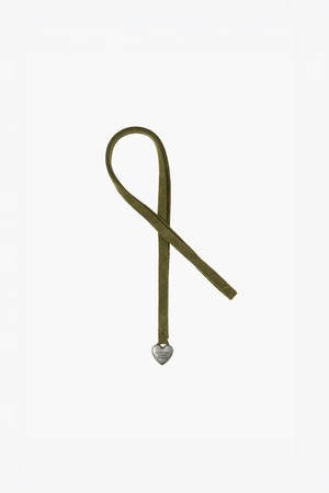 HEART CHARM_dark olive suede