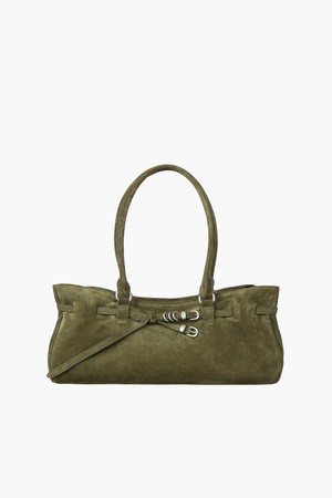 SOFT GRANDMA SHOULDER BAG_dark olive suede
