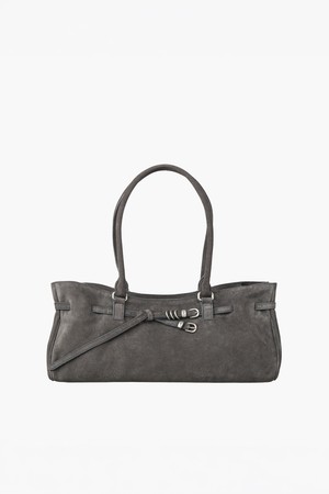 SOFT GRANDMA SHOULDER BAG_grey suede