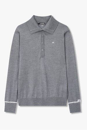 [Women] 제이미 LS 폴로 스웨터_멜란지 그레이 1545328902_GREY-a
