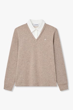 [Women] 탈리아 페이크 카라 롱슬리브 폴로_멜란지베이지 1546326918_BEIGE-a