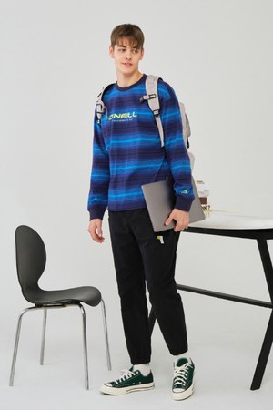 [오닐] 공용 웨이브레인 스트라이프 긴팔 티셔츠 OUTRL1102-915