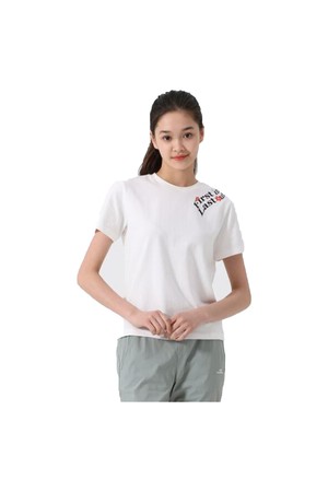 [오닐] [모델착장] 여성 변형 아트웍 반팔 티셔츠 OWTRM6201-101