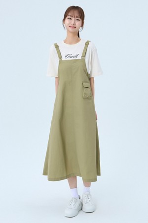 [오닐] [모델착장] 25SS 여성 랜스 오버롤 원피스 OWONO6110-510