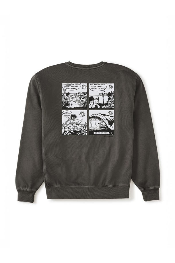 엑셀런트 크루넥 스웻셔츠 - 리드는 캘리포니아 서핑 감성을 담은, 빈티지 서핑 코믹 디자인의 스웻셔츠입니다. 부드러운 면과 폴리에스테르 혼방 소재로 제작되어 사계절 내내 착용 가능하며, 릴랙스 핏으로 편안한 착용감을 선사합니다. 힙을 덮는 레귤러 기장에 일반 티셔츠보다 2-3cm 더 긴 기장으로 트렌디함을 더했으며, 두꺼운 두께감으로 포근함을 느낄 수 있습니다. 빈티지 워싱 기법이 적용되어 자연스러운 멋을 살린, 캐주얼, 스트리트, 레트로 스타일의 집콕룩과 겨울 데일리룩에 적합한 아이템입니다.
