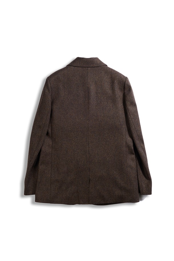 Abraham Moon - 자켓 - 헤링본 메리노울 자켓 - 브라운