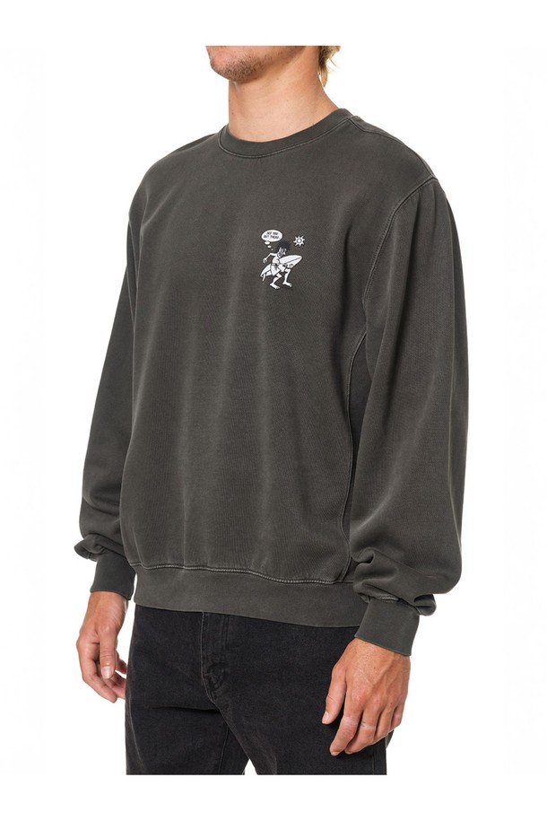 엑셀런트 크루넥 스웻셔츠 - 리드는 캘리포니아 서핑 감성을 담은, 빈티지 서핑 코믹 디자인의 스웻셔츠입니다. 부드러운 면과 폴리에스테르 혼방 소재로 제작되어 사계절 내내 착용 가능하며, 릴랙스 핏으로 편안한 착용감을 선사합니다. 힙을 덮는 레귤러 기장에 일반 티셔츠보다 2-3cm 더 긴 기장으로 트렌디함을 더했으며, 두꺼운 두께감으로 포근함을 느낄 수 있습니다. 빈티지 워싱 기법이 적용되어 자연스러운 멋을 살린, 캐주얼, 스트리트, 레트로 스타일의 집콕룩과 겨울 데일리룩에 적합한 아이템입니다.
