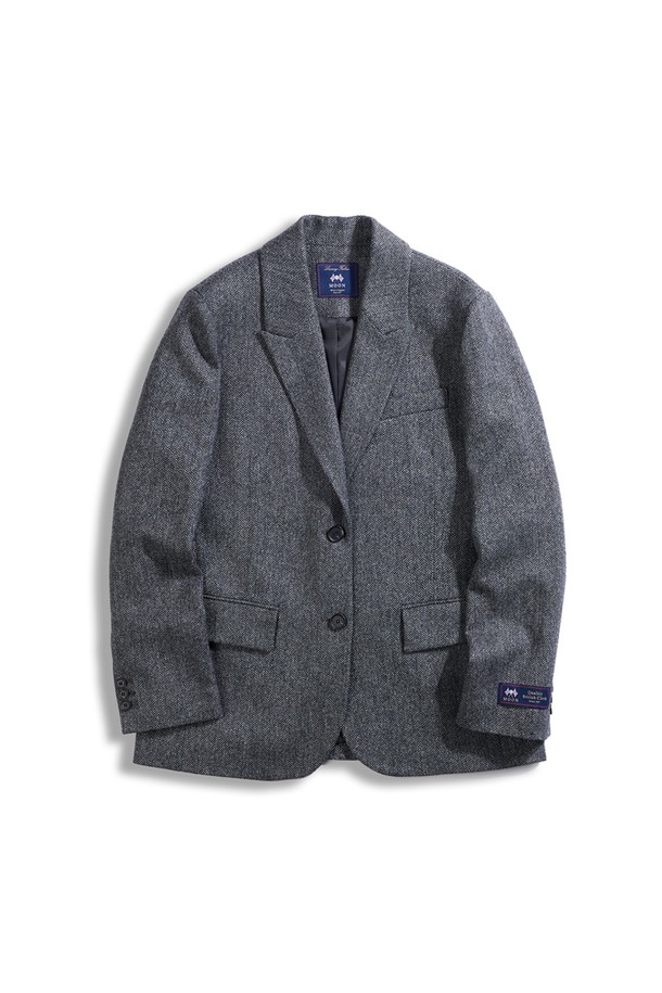 Abraham Moon - 자켓 - 헤링본 메리노울 자켓 - 그레이