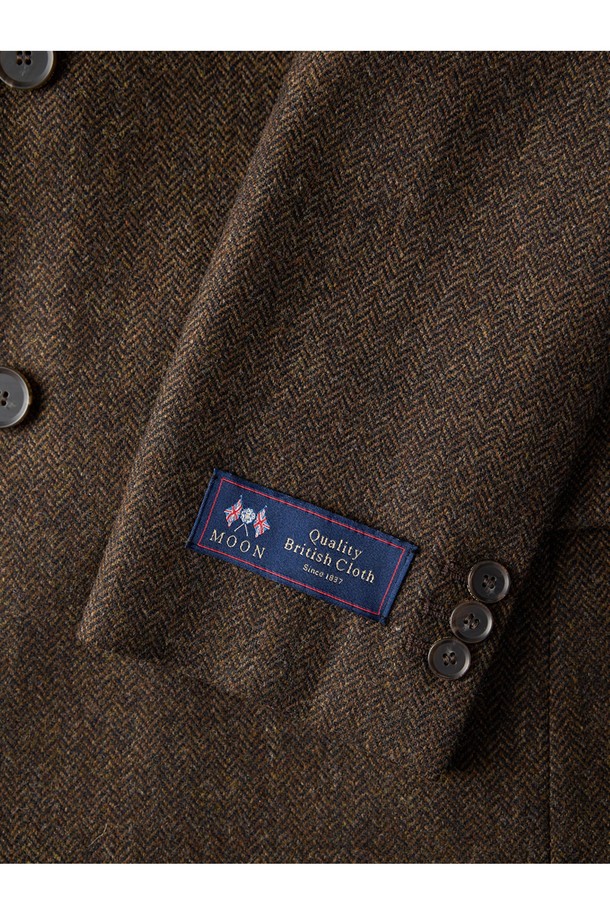 Abraham Moon - 자켓 - 헤링본 메리노울 자켓 - 브라운