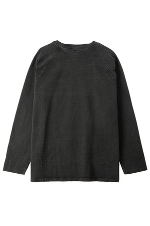 피그먼트 다잉 헤비코튼 포켓 긴팔 티셔츠 - 블랙