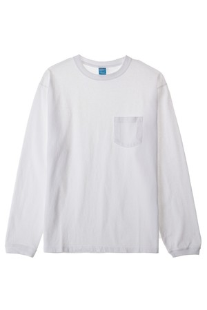 피그먼트 다잉 포켓 긴팔 티셔츠 - 화이트