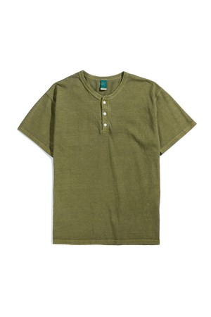헨리넥 반팔 티셔츠 - 피그먼트 세이지