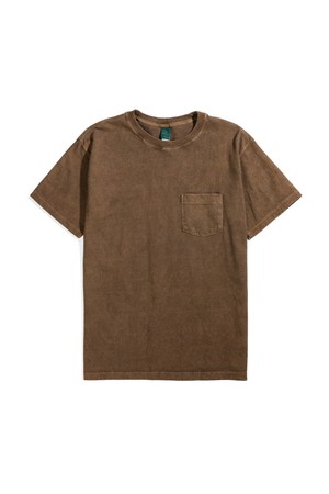 피그먼트 다잉 포켓 반팔 티셔츠 - 브라운