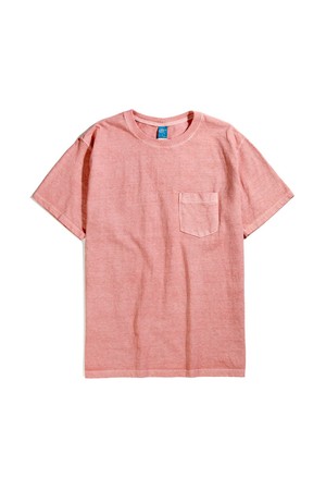 피그먼트 다잉 포켓 반팔 티셔츠 - 코랄