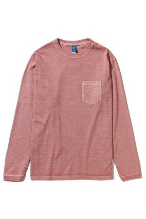 피그먼트 다잉 포켓 긴팔 티셔츠 - 코랄