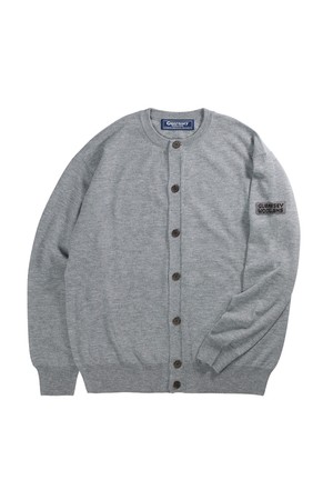 슈퍼 파인 메리노울 라운드넥 가디건 - 그레이