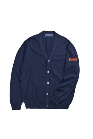 코튼 브이넥 가디건 - 네이비