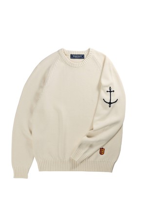 코튼 나그랑 크루넥 스웨터 - 바닐라 크림