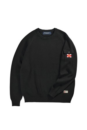 코튼 나그랑 포켓 스웨터 - 블랙