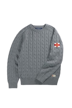 코튼 케이블 스웨터 - 멜란지 그레이