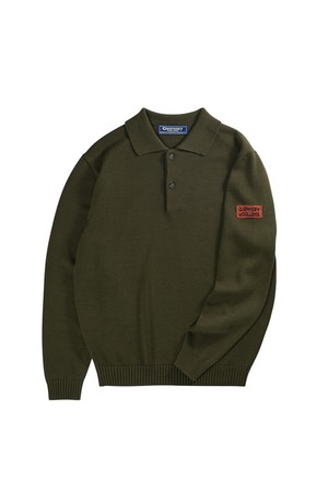 머서라이즈 코튼 카라 니트 - 올리브