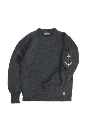 크루넥 홀가먼트 스웨터 - 차콜