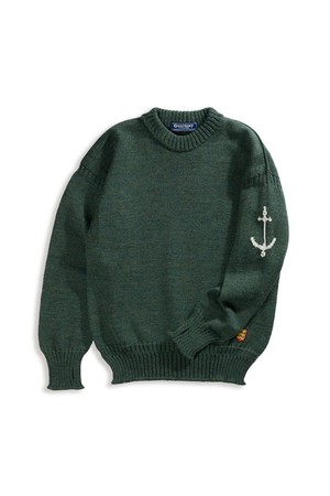 크루넥 홀가먼트 스웨터 - 로덴 그린