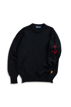 크루넥 홀가먼트 스웨터 - 블랙
