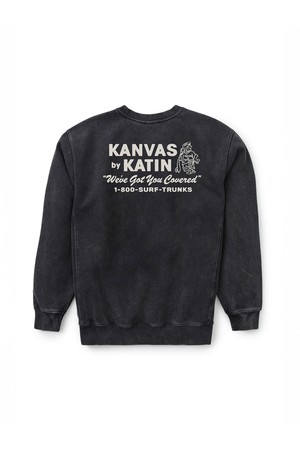 핫 라인 크루넥 스웻셔츠 - 블랙 샌드 워시