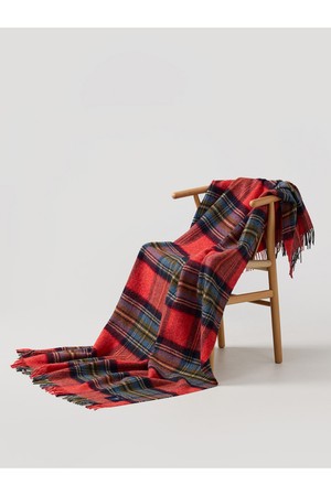 셔틀랜드 울 블랭킷 - 브램블 플레이드 러스트 레드