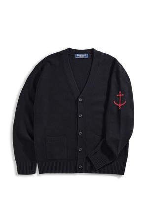 슈퍼 파인 메리노울 브이넥 가디건 - 블랙