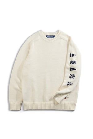 헤비코튼 시그널 플래그 스웨터 - 바닐라 크림