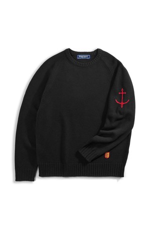 슈퍼 파인 메리노울 나그랑 스웨터 - 블랙