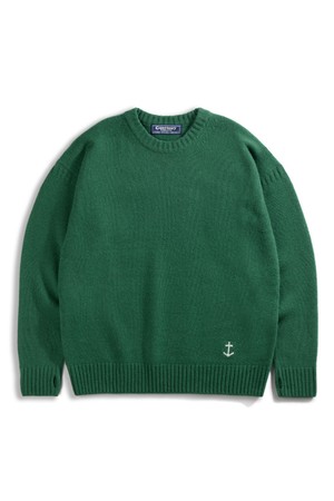 슈퍼 파인 메리노울 크루넥 건지 스웨터 - 그린