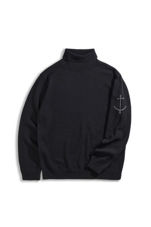 슈퍼 파인 메리노울 터틀넥 니트 - 블랙