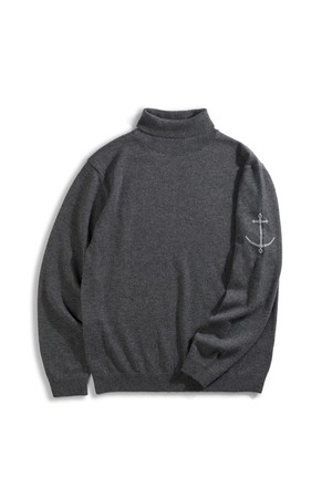 슈퍼 파인 메리노울 터틀넥 니트 - 다크 그레이