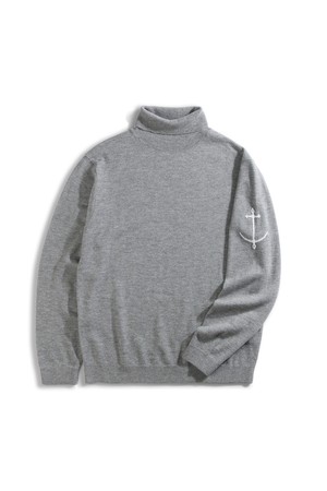 슈퍼 파인 메리노울 터틀넥 니트 - 그레이