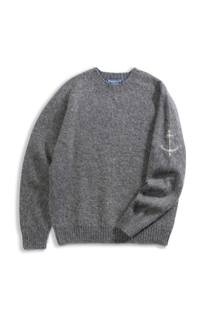 셔틀랜드울 쉐기독 홀가먼트 스웨터 - 던 그레이