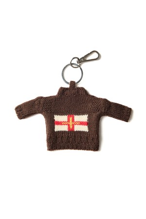 건지 더블크로스 스웨터 키링 - 브라운