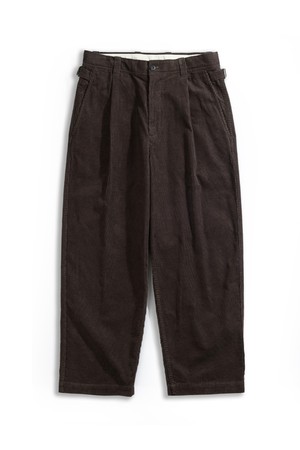 코듀로이 원턱 와이드 팬츠 - 차콜 브라운